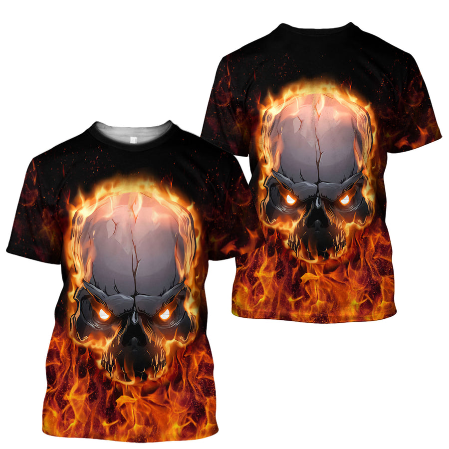 Face To Face Fire Skull Custom Unisex T- Shirt NTN10112203