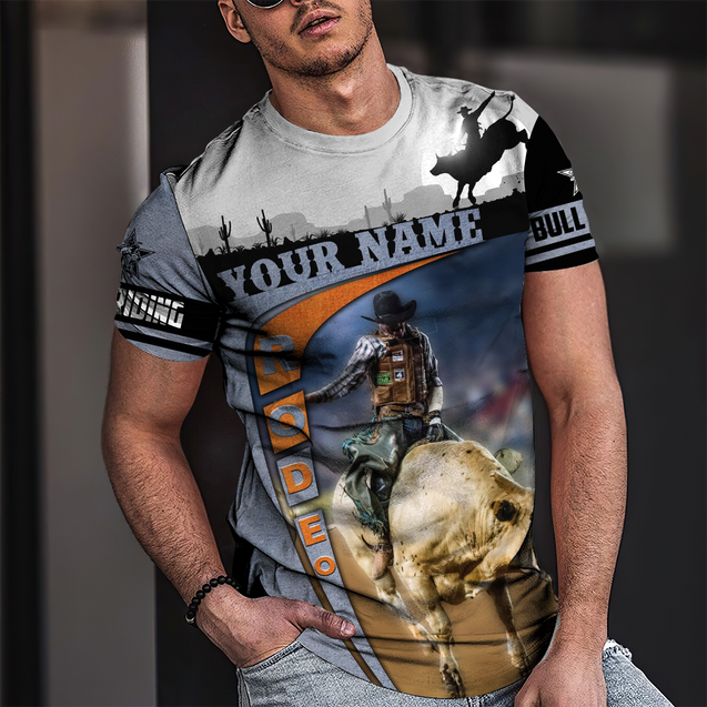 Personalized Name Bull Riding 3D All Over Printed Unisex Shirts Desert