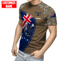 Custom name Anzac day Australia Army 3D printed shirts