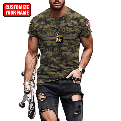 US Army Veteran Personalized Name 3D All Over Printed Unisex Hoodie