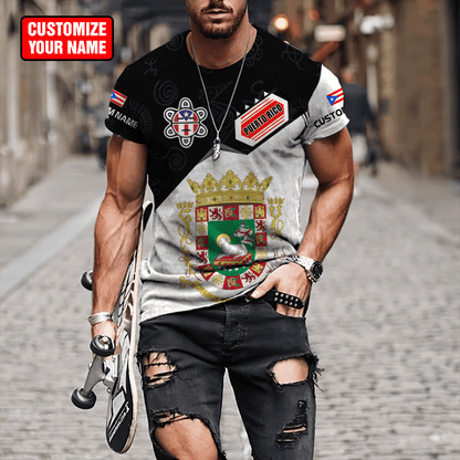 Customize Name Puerto Rico 3D All Over Printed Unisex Shirts