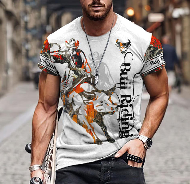 Personalized Name Bull Riding 3D All Over Printed Unisex Shirts Tattoo Ver 3