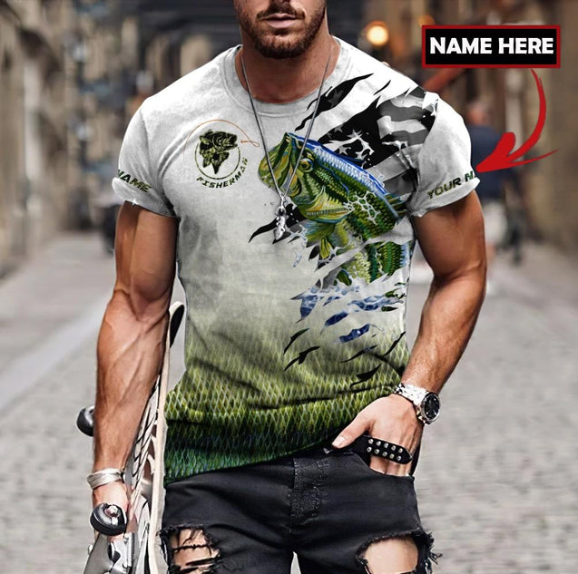 Custom name Bass fishing escape Skin camo 3D printed shirts