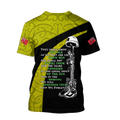 Anzac day the ode fern-wattle Australia and Kiwi Veteran yellow 3D print shirt