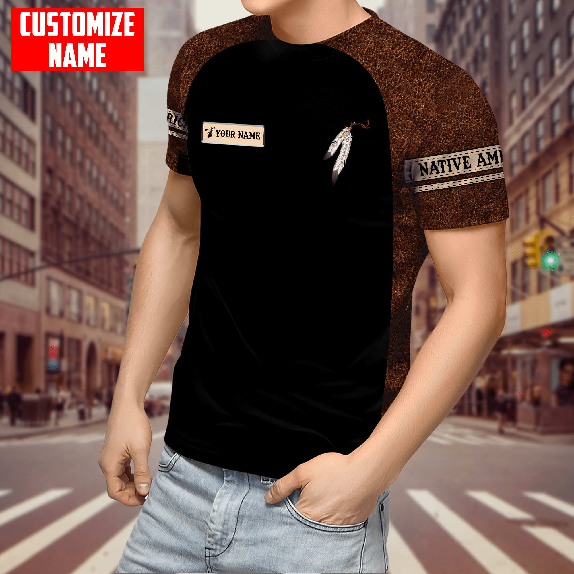 Customized name Native American 3D All Over Printed Unisex Shirts
