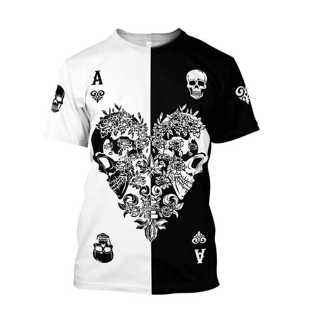 Ace Heart Skull Gothic Art 3D All Over Printed Unisex Shirts