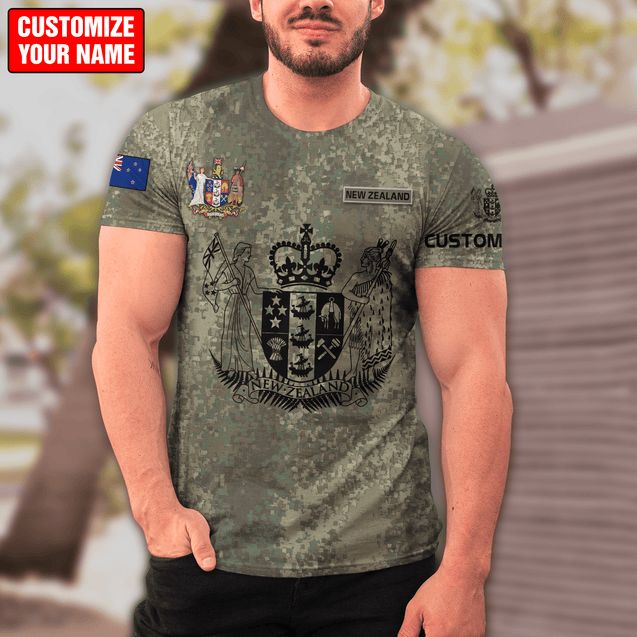 Custom Name New Zealand Aotearoa Coat Of Arm Army 3D All Over Printed Unisex Shirts