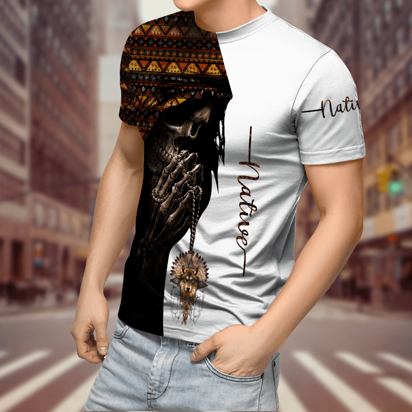Native American Skull 3D All Over Printed Unisex Shirts