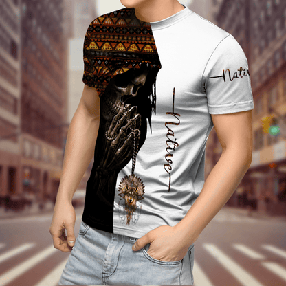 Native American Skull 3D All Over Printed Unisex Shirts