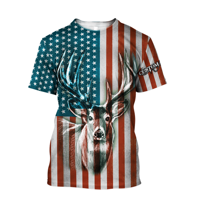 US Deer Persionalized Name 3D All Over Printed Shirts MH21052101