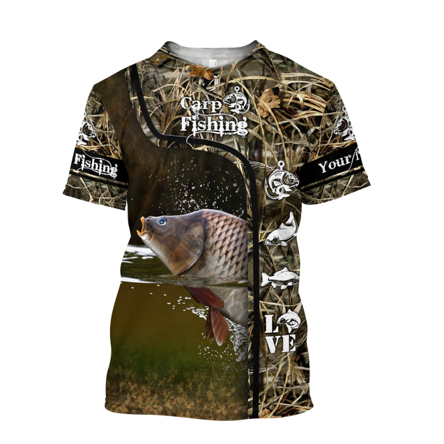 Custom name Carp Fishing water camo 3D print shirts