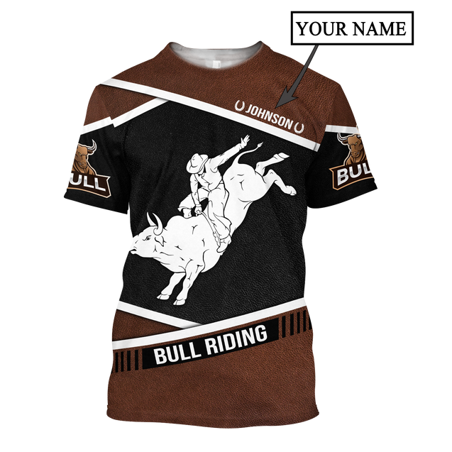 Customize Name Bull Riding 3D All Over Printed Unisex Shirts Love Bull