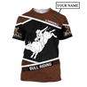 Customize Name Bull Riding 3D All Over Printed Unisex Shirts Love Bull