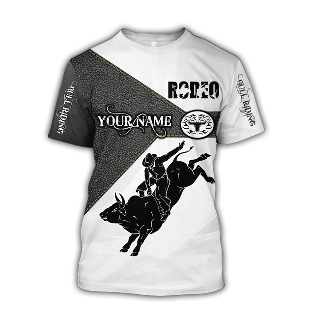 Personalized Name Bull Riding 3D All Over Printed Unisex Shirts Black Rodeo