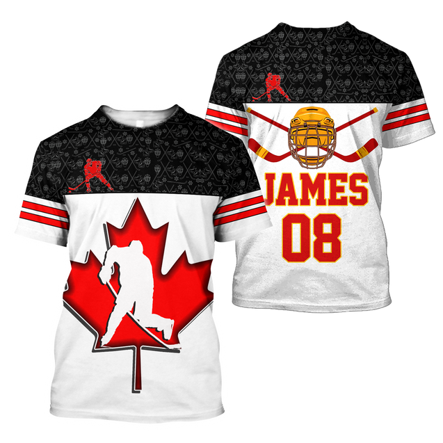 3D All Over Printed Hockey Canada Unisex Shirts Custom Name Custom number  XT