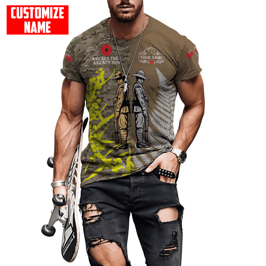 Custom name Anzac day The ode remembrance Soldier 3D printed summer shirts