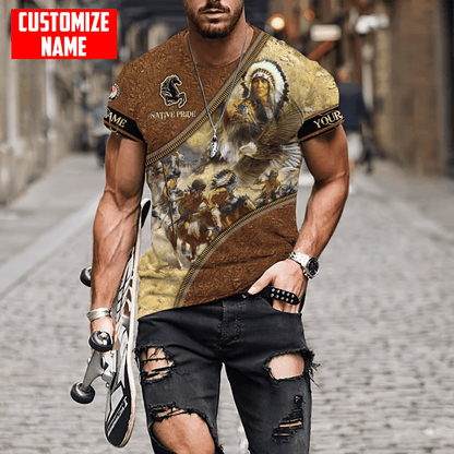 Customized name Eagle Chief Native Warrior American Spirit 3D All Over Printed Shirts