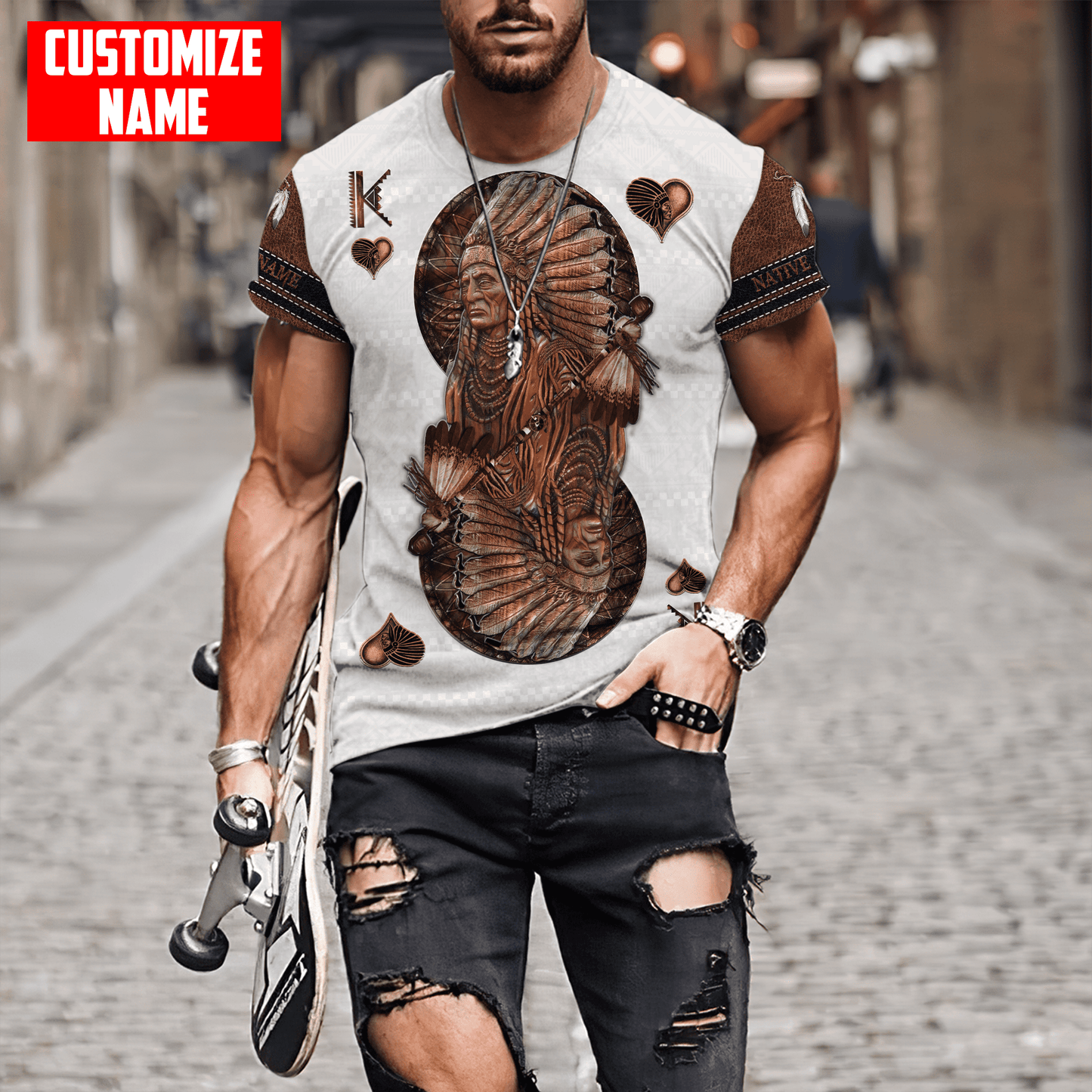 Customized name Native American 3D All Over Printed Unisex Shirts