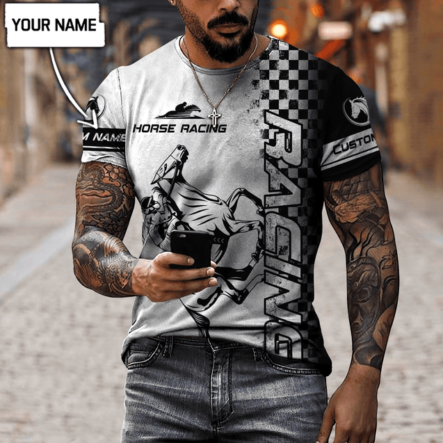 Personalized Name Horse Racing Black 3D All Over Printed Unisex Shirts DD24042102