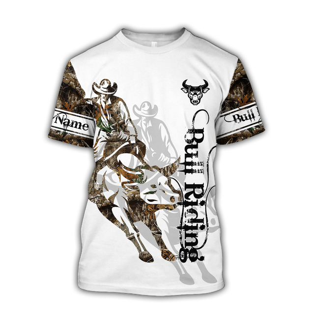 Personalized Name Bull Riding 3D All Over Printed Unisex Shirts Tattoo