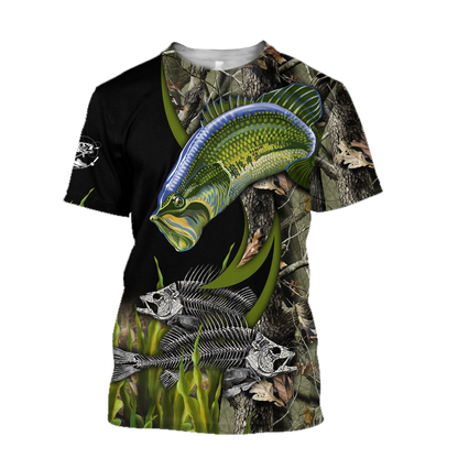 Bass Fishing Painting Fall Camo Reaper 3d print shirts