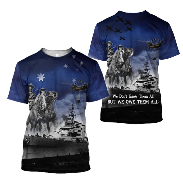 Premium Royal Navy Anzac Day 3D Printed Unisex Shirts TN