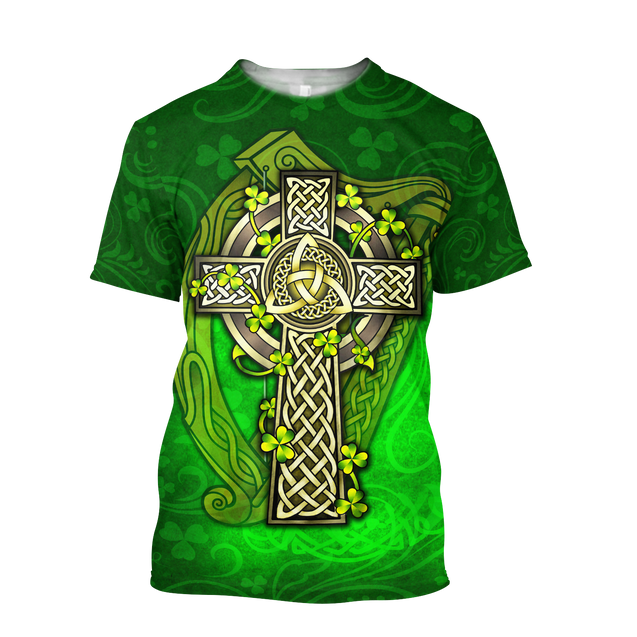 Premium Unisex Hoodie Irish St.Patrick  Celtic Cross And The Irish Harp ML