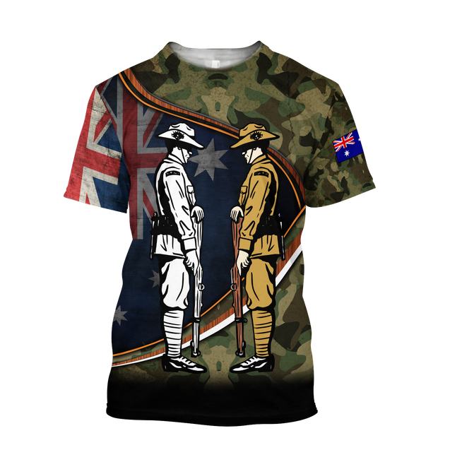 Remember Soldiers camo Australia and Kiwi Veteran 3D print shirts