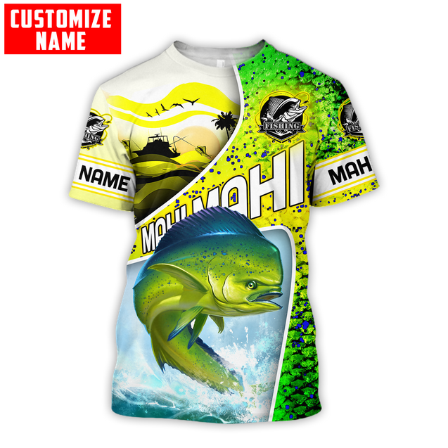 Custom name Mahi-mahi fishing scales design 3d print shirts