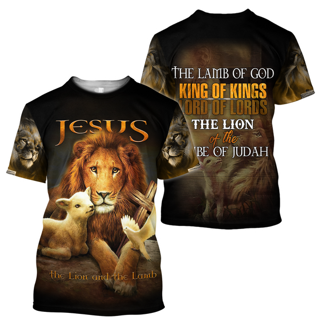 Jesus - The Lion And The Lamb 3D All Over Printed Shirts