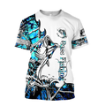 Bass Fishing Sport Blue Camo tattoo 3D shirts for men and women