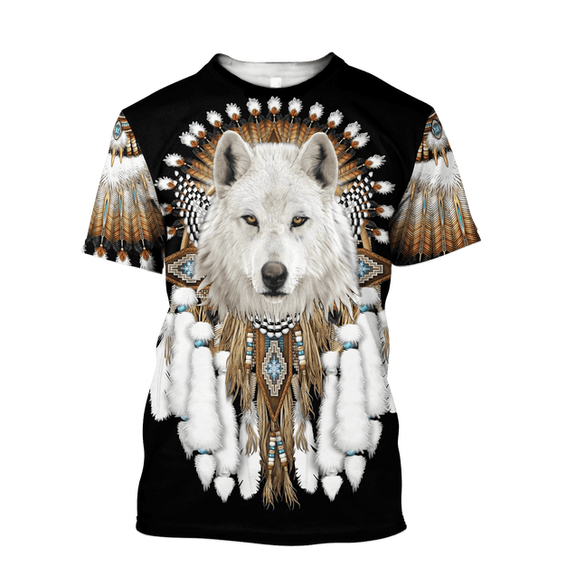 Love Wolf Native American 3D All Over Printed Shirts for Women