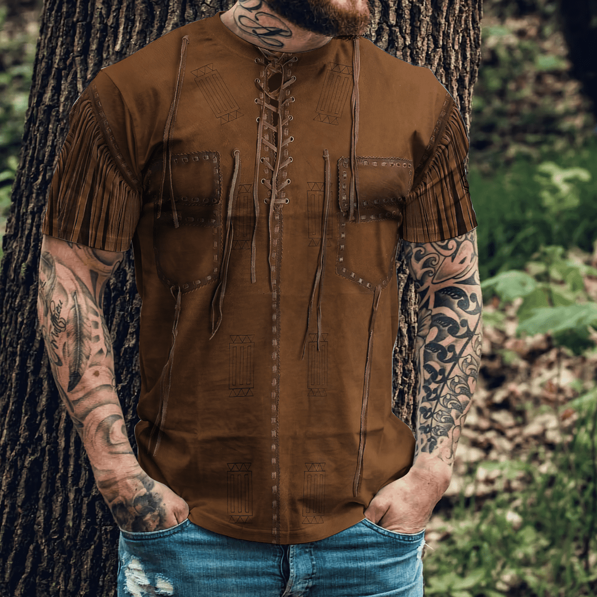 Native Cowboy Jacket No26 Cosplay 3D Over Printed Unisex Deluxe Hoodie ML