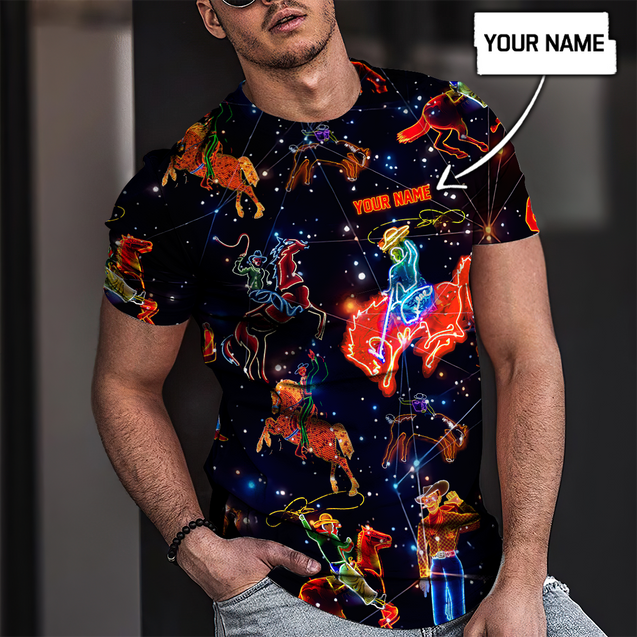 Personalized Name Rodeo 3D All Over Printed Unisex Shirts Galaxy Pattern