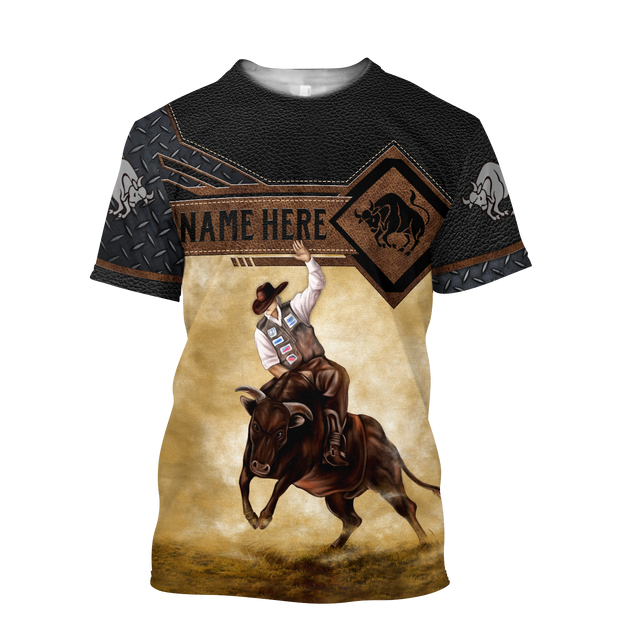 Personalized Name Bull Riding 3D All Over Printed Unisex Shirts Cowboy Up