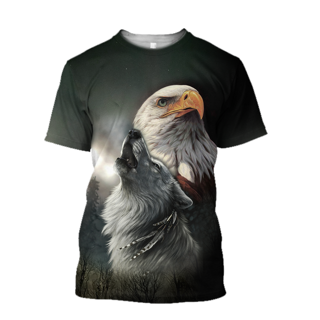 Eagle And Wolf Native American 3D Hoodie Shirt For Men And Women LAM