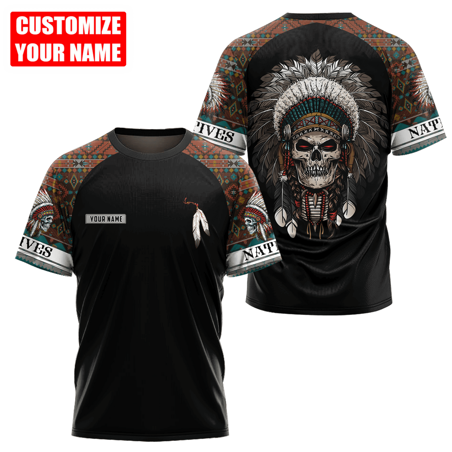 Customized name Native American 3D All Over Printed Unisex Shirts