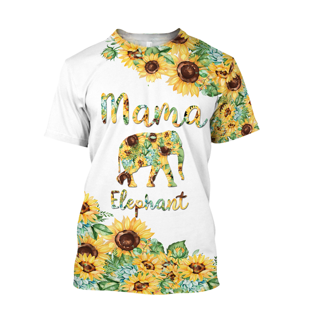 Mama Elephant Sunflower - Mother's Day Gift 3D Unisex Shirt