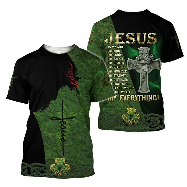 Irish Jesus Patrick Day 3D All Over Printed Unisex Shirt