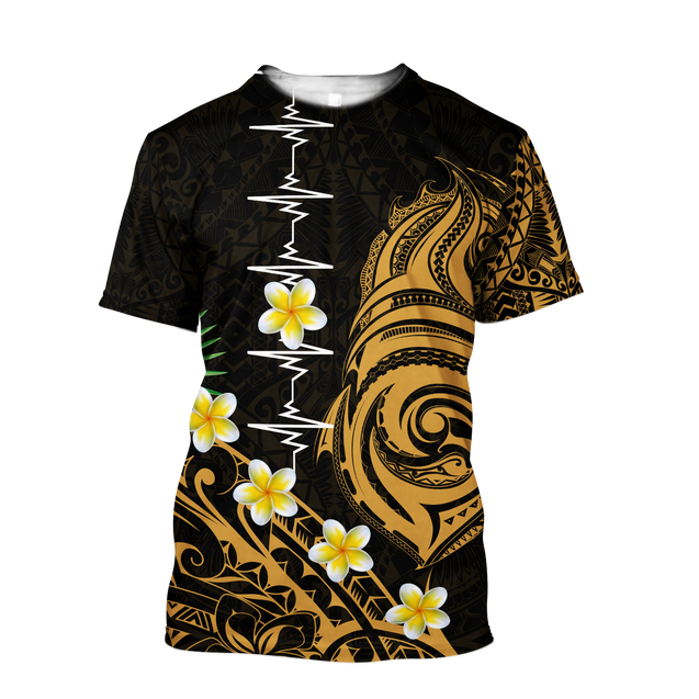 Premium Heartbeat Polynesian 3D All Over Printed Unisex Shirts