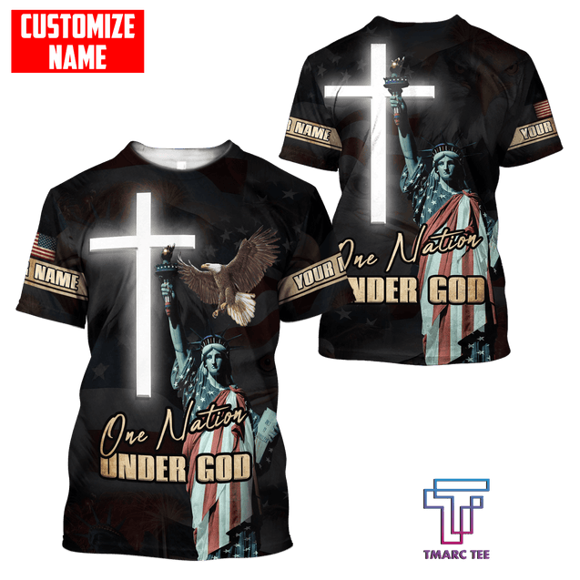 Customized name One Nation Under God 3D All Over Printed Unisex Shirts