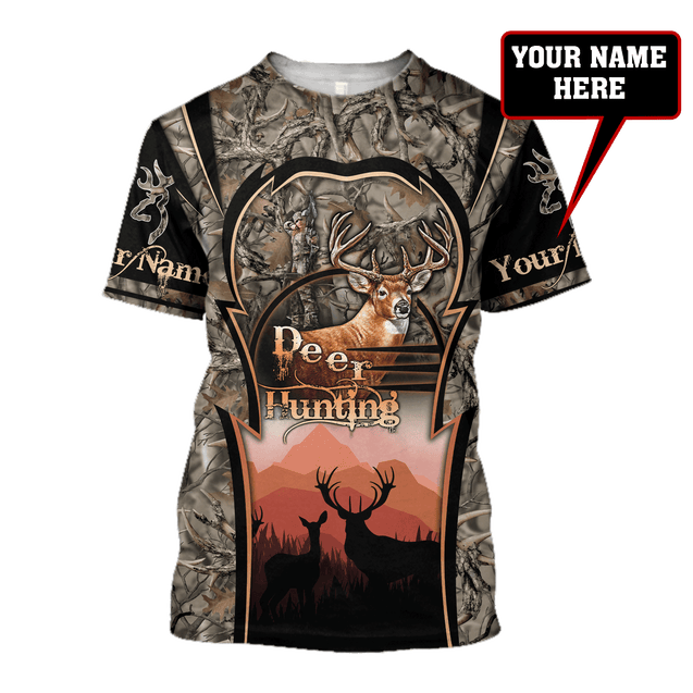 Deer Hunting Persionalized Name 3D All Over Printed Shirts