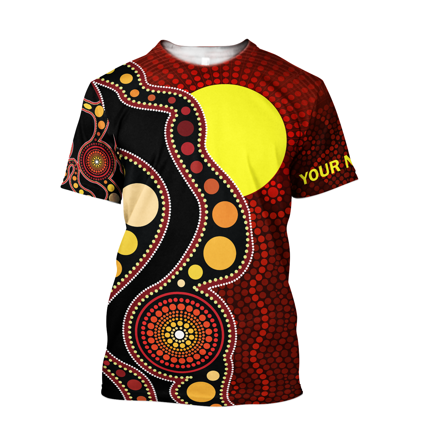 Custom name Aboriginal Flag Circle Dot Painting Art 3D design summer shirts