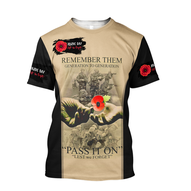 Anzac Day 3D Printed Unisex Shirts TN PD25032101