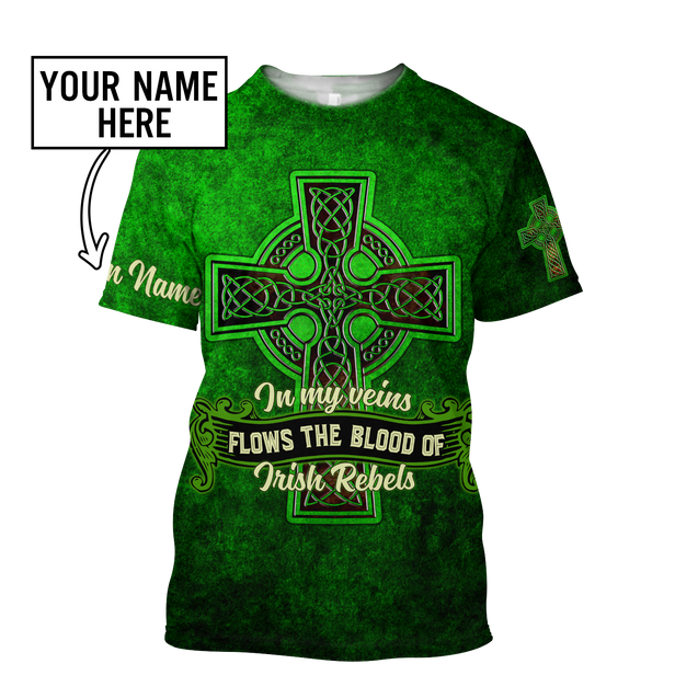 Irish Rebels St.Patrick day 3d hoodie shirt for men and women custom name