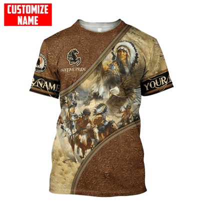 Customized name Eagle Chief Native Warrior American Spirit 3D All Over Printed Shirts