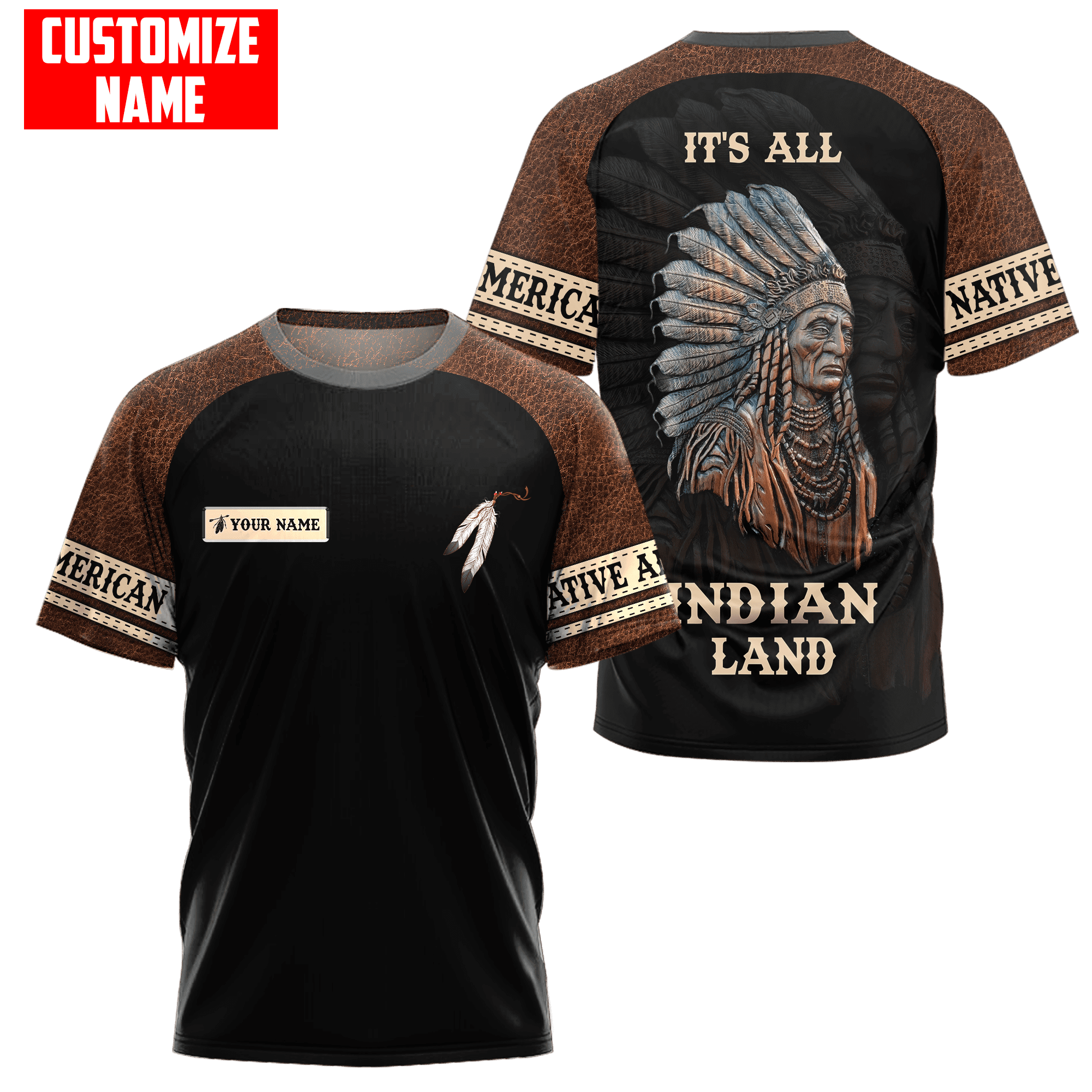 Customized name Native American 3D All Over Printed Unisex Shirts