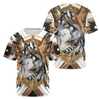 Love Wolf Native American 3D All Over Printed Shirts for Women