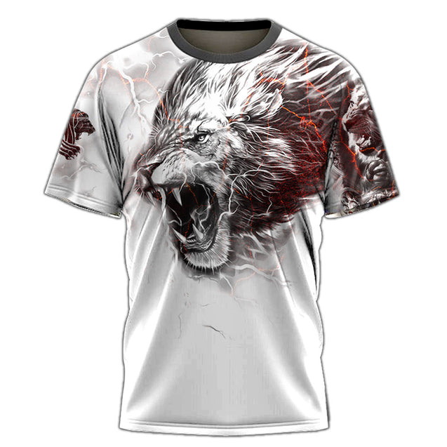 Lion Tattoo Thunder 3D All Over Printed Combo T-Shirt BoardShorts