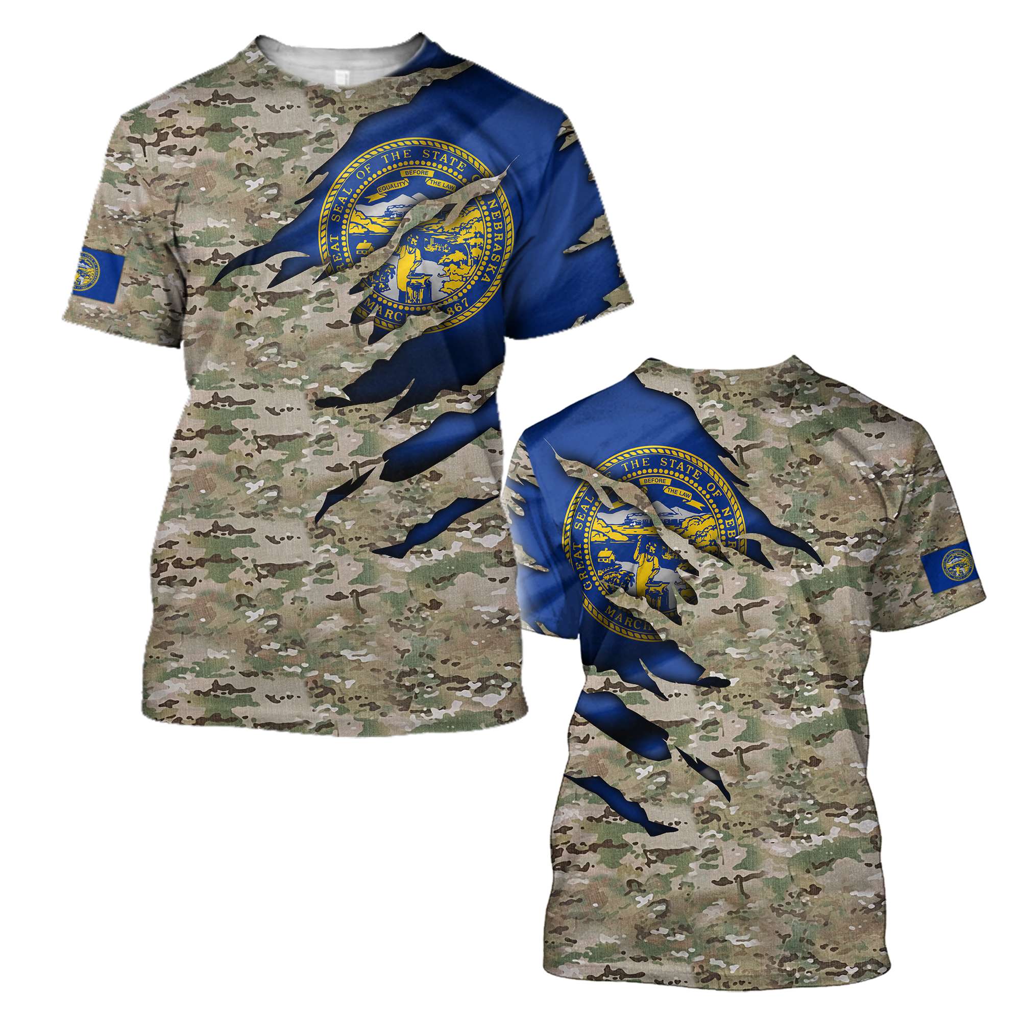 Camo Nebraska 3D All Over Printed Unisex Shirts